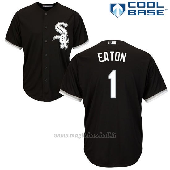 Maglia Baseball Uomo Chicago White Sox 1 Adam Eaton Nero Autentico Collezione Cool Base